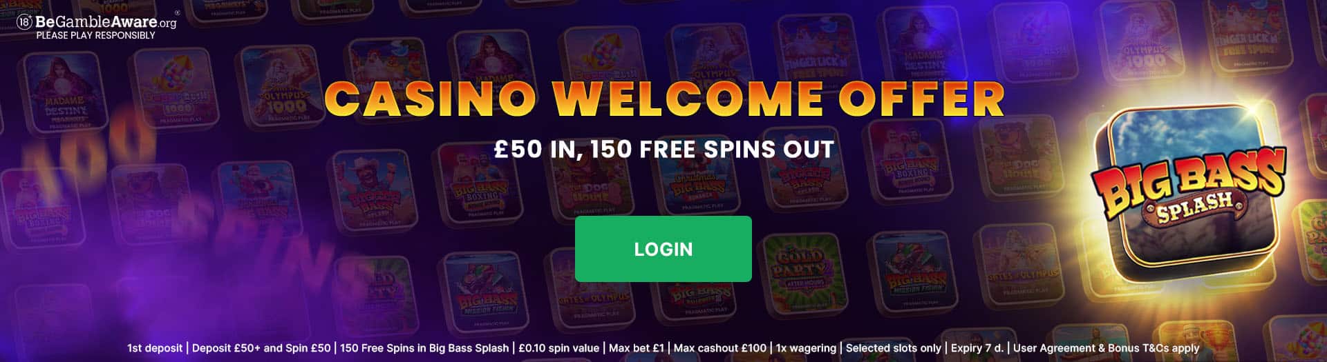 1st Deposit Casino Bonus - 150 Free Spins promotion