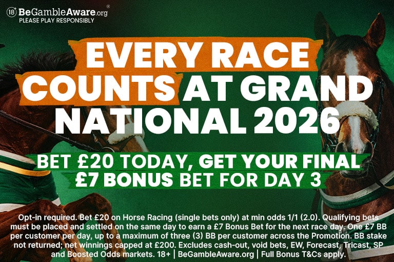 Bet £20 & Get £7. GRAND NATIONAL 2026 Daily OPT-IN promotion