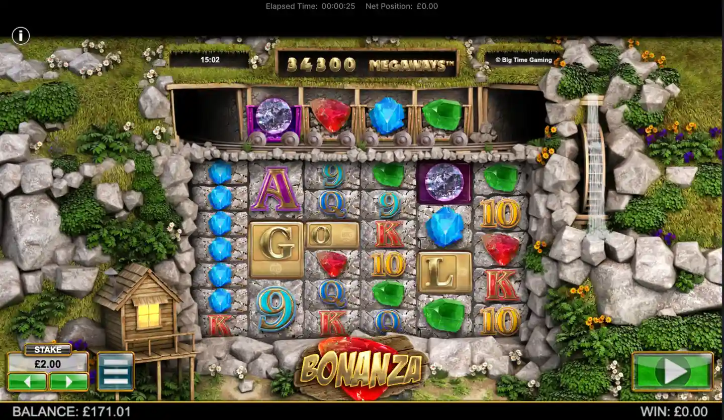 Bonanza Megaways slot main game screen