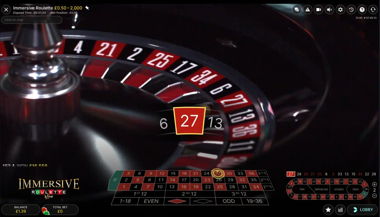 Immersive Roulette winning number close-up