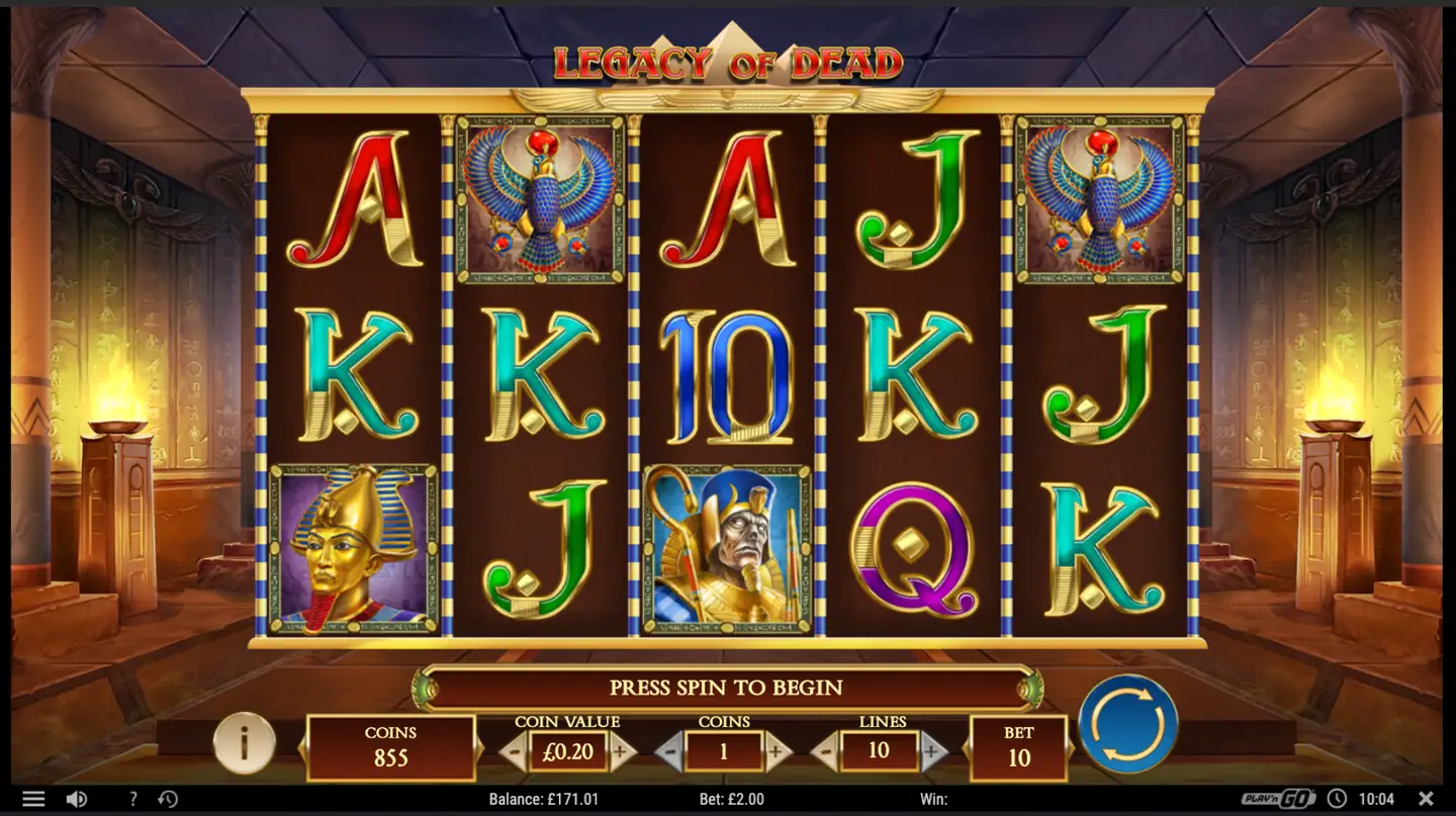 Legacy of Dead slot main game screen