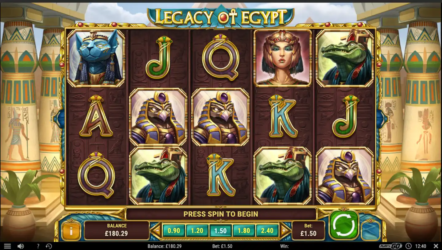 Legacy of Egypt slot main game screen