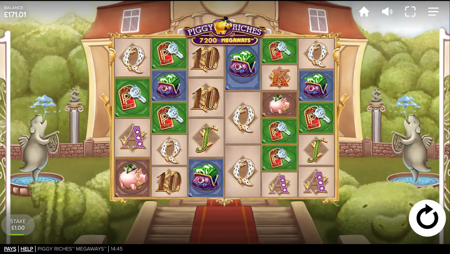 Piggy Riches Megaways slot main game screen