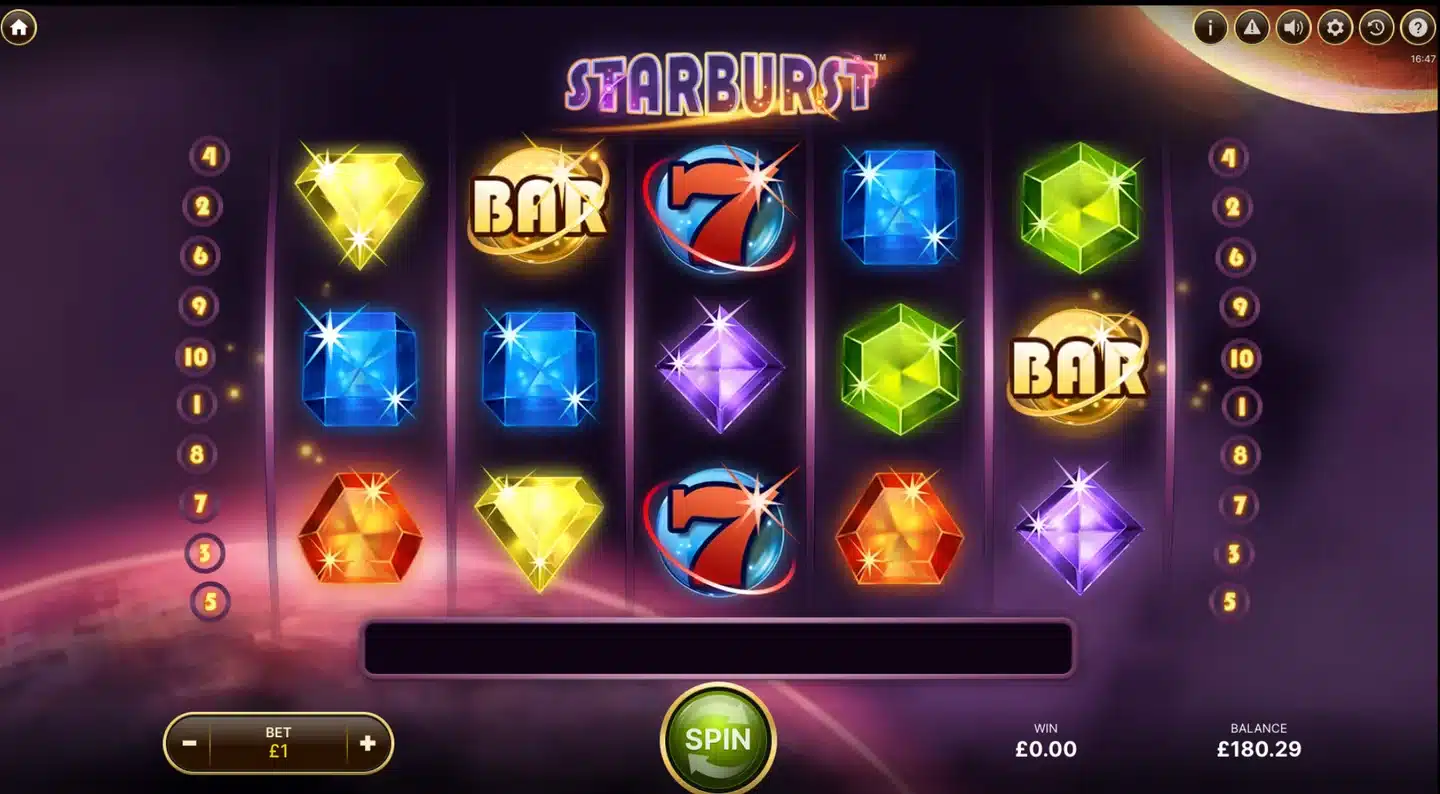 Starburst slot main game screen