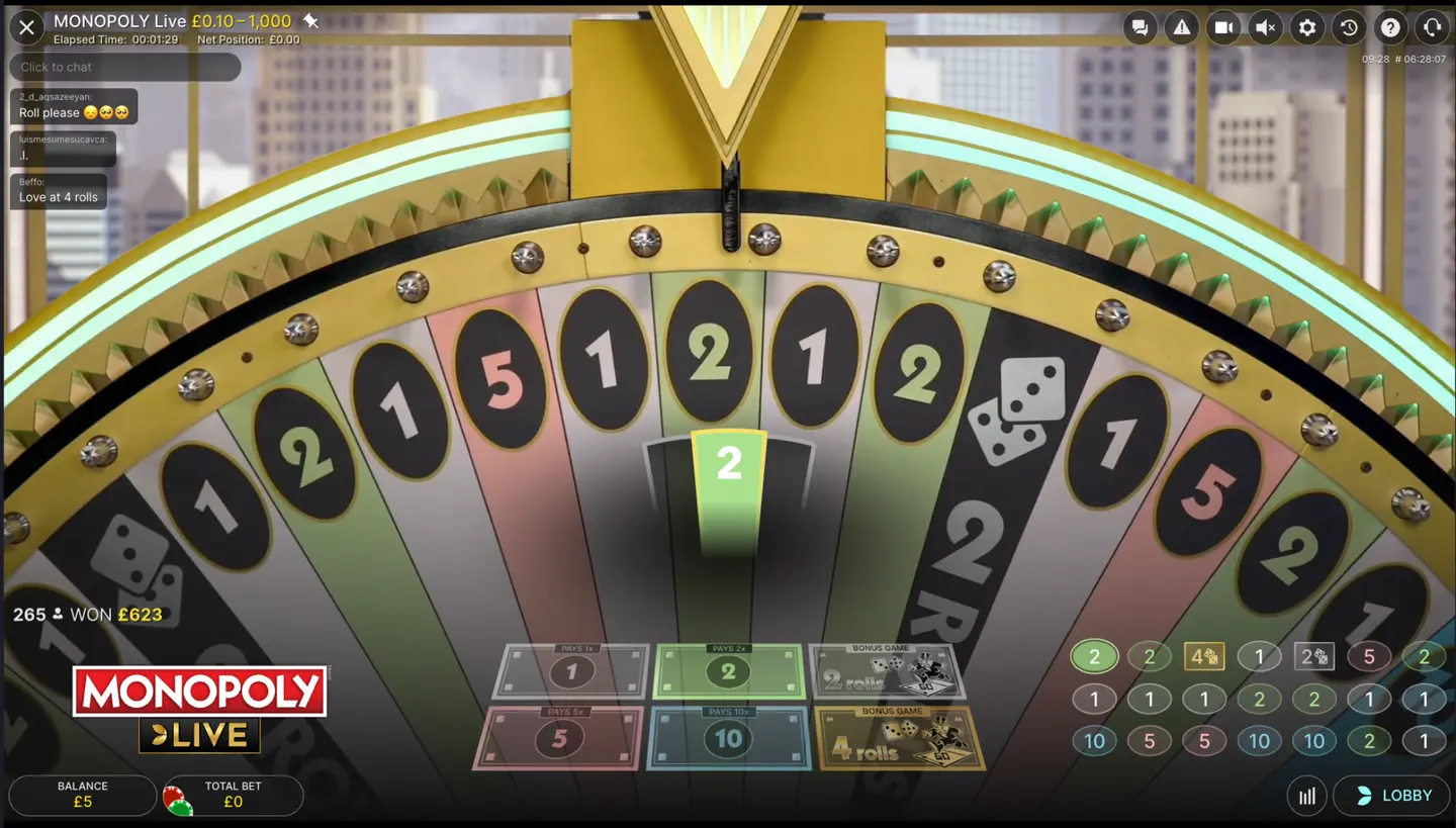 Monopoly Live Winning Segment Result