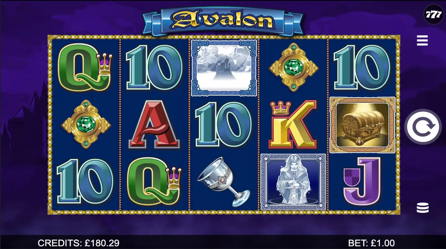 Avalon slot main game screen