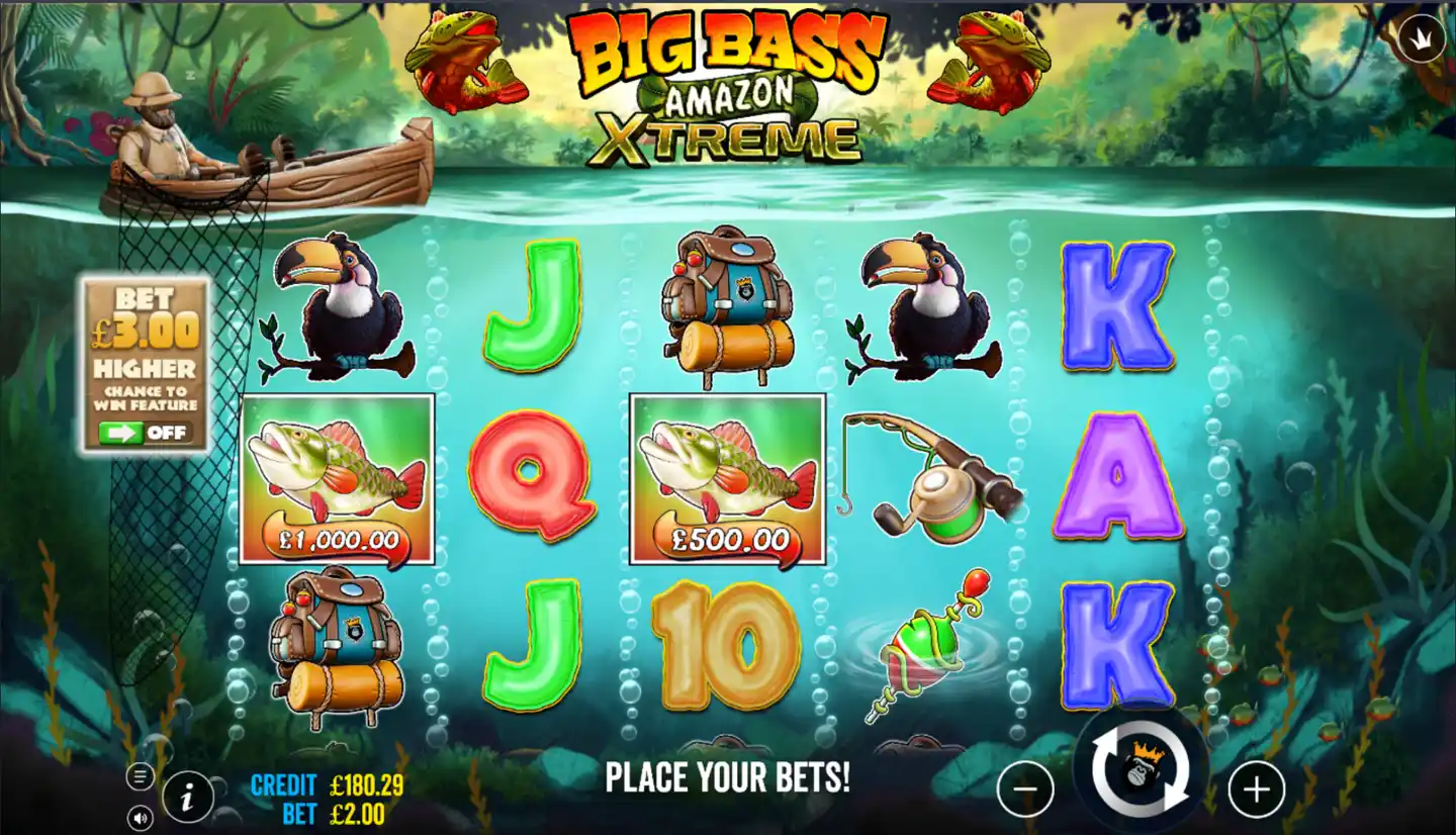 Big Bass Amazon Xtreme slot main game screen