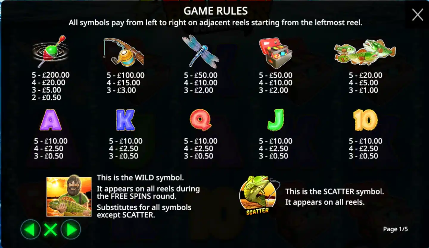 Big Bass Bonanza paytable