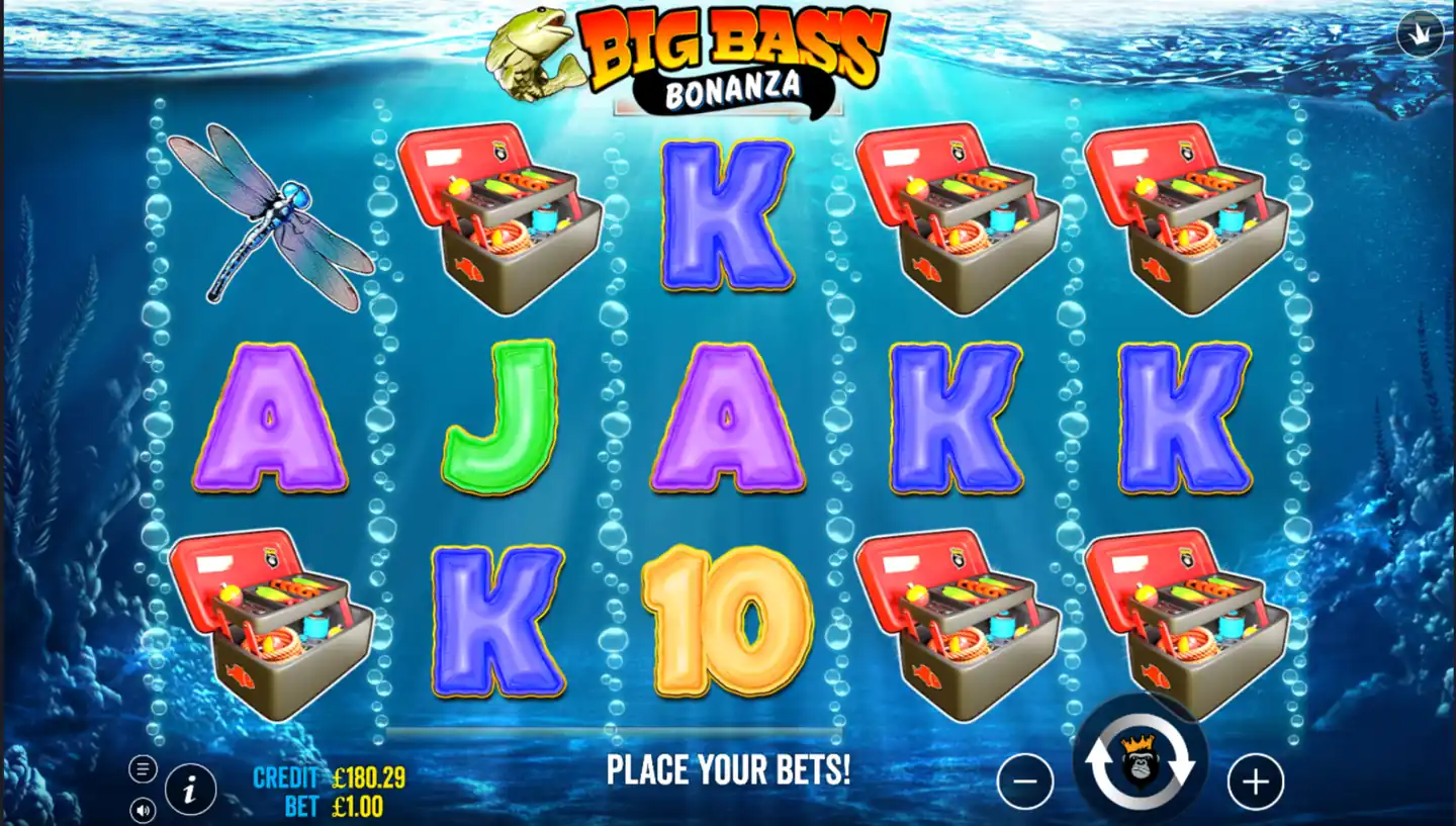 Big Bass Bonanza slot main game screen