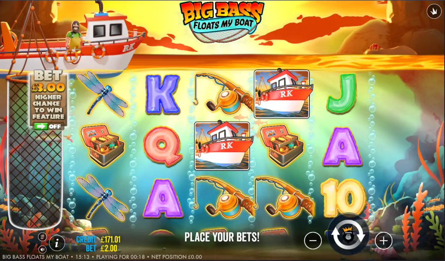 Big Bass Floats My Boat slot main game screen