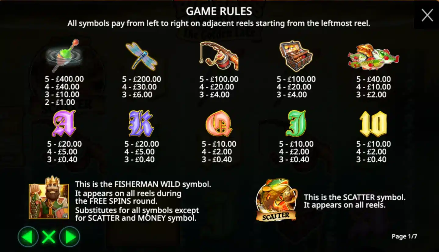 Big Bass Secrets of the Golden Lake paytable