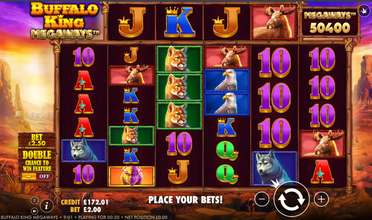 Buffalo King Megaways slot main game screen