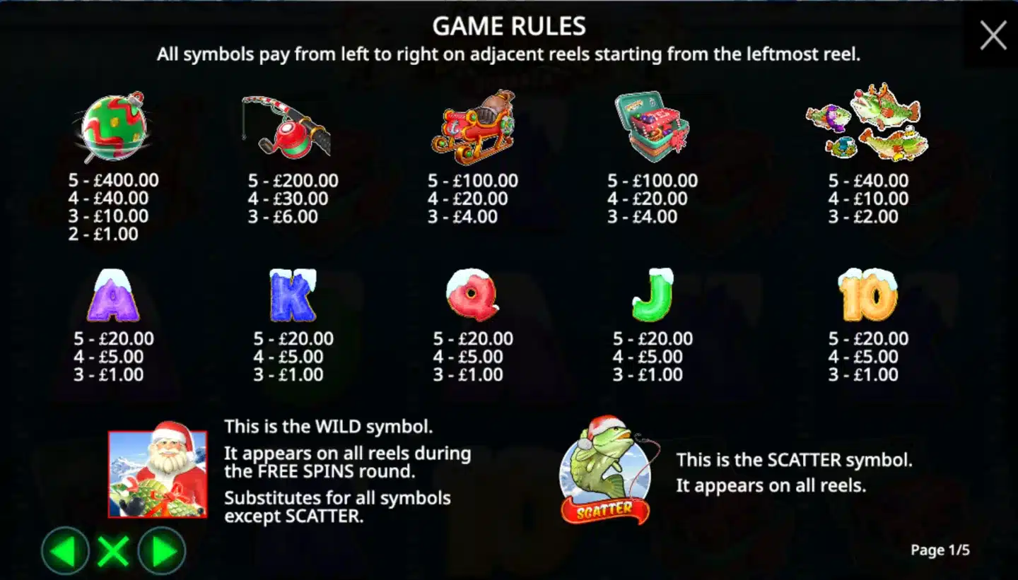 Christmas Big Bass Bonanza paytable