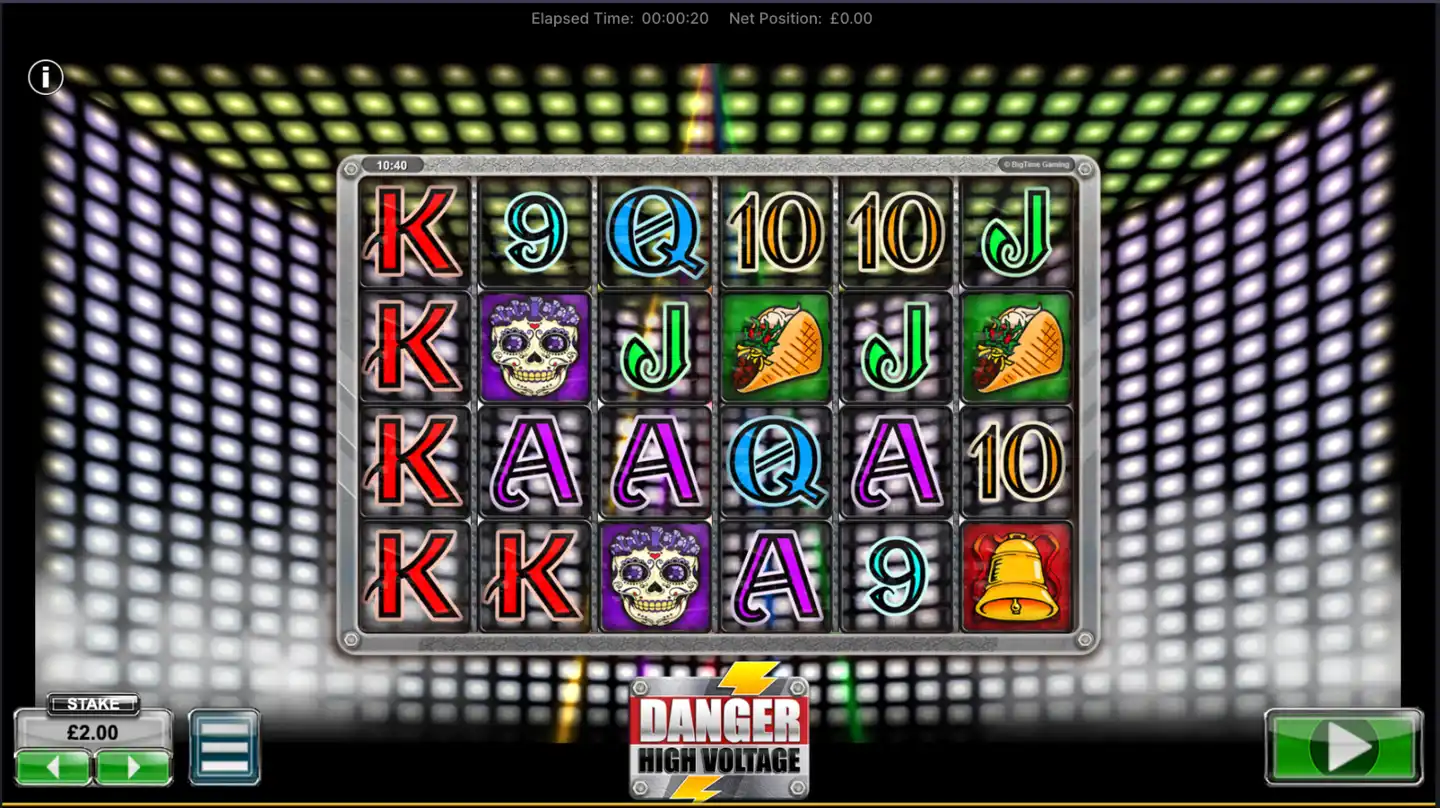 Danger High Voltage slot main game screen