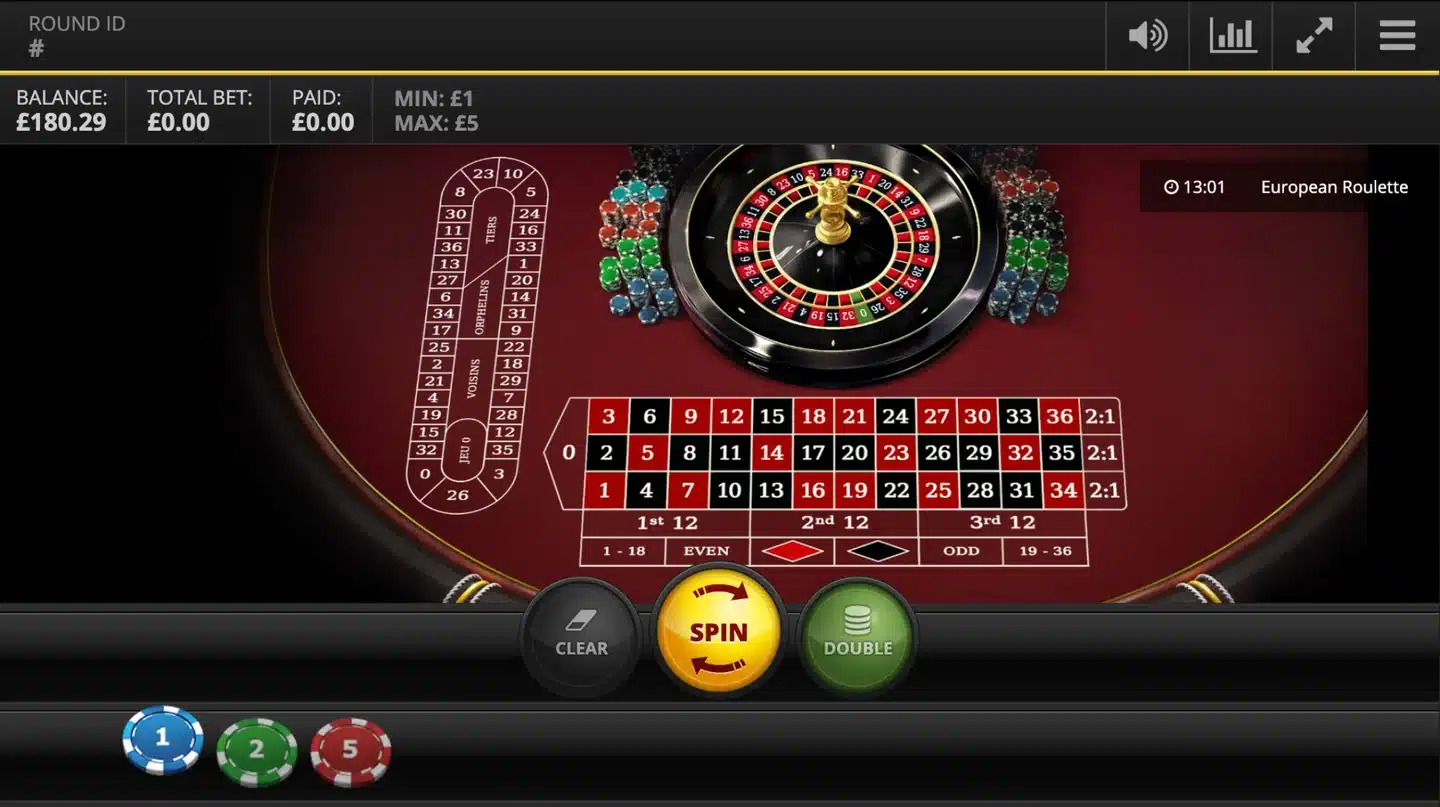 European Roulette main game screen