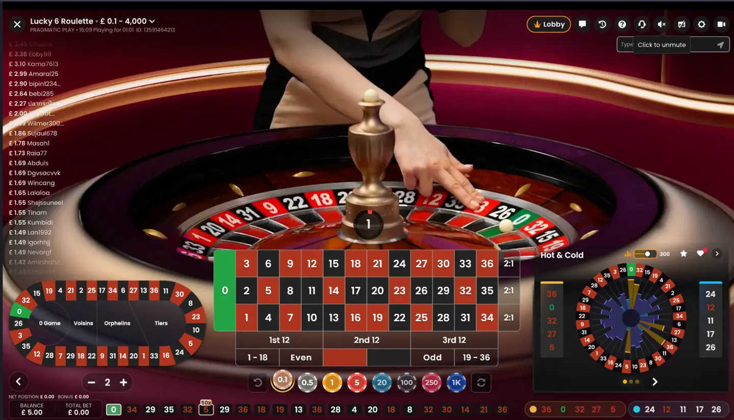 Lucky 6 Roulette Wheel Spin