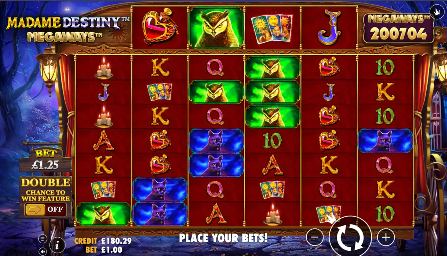 Madame Destiny Megaways slot main game screen