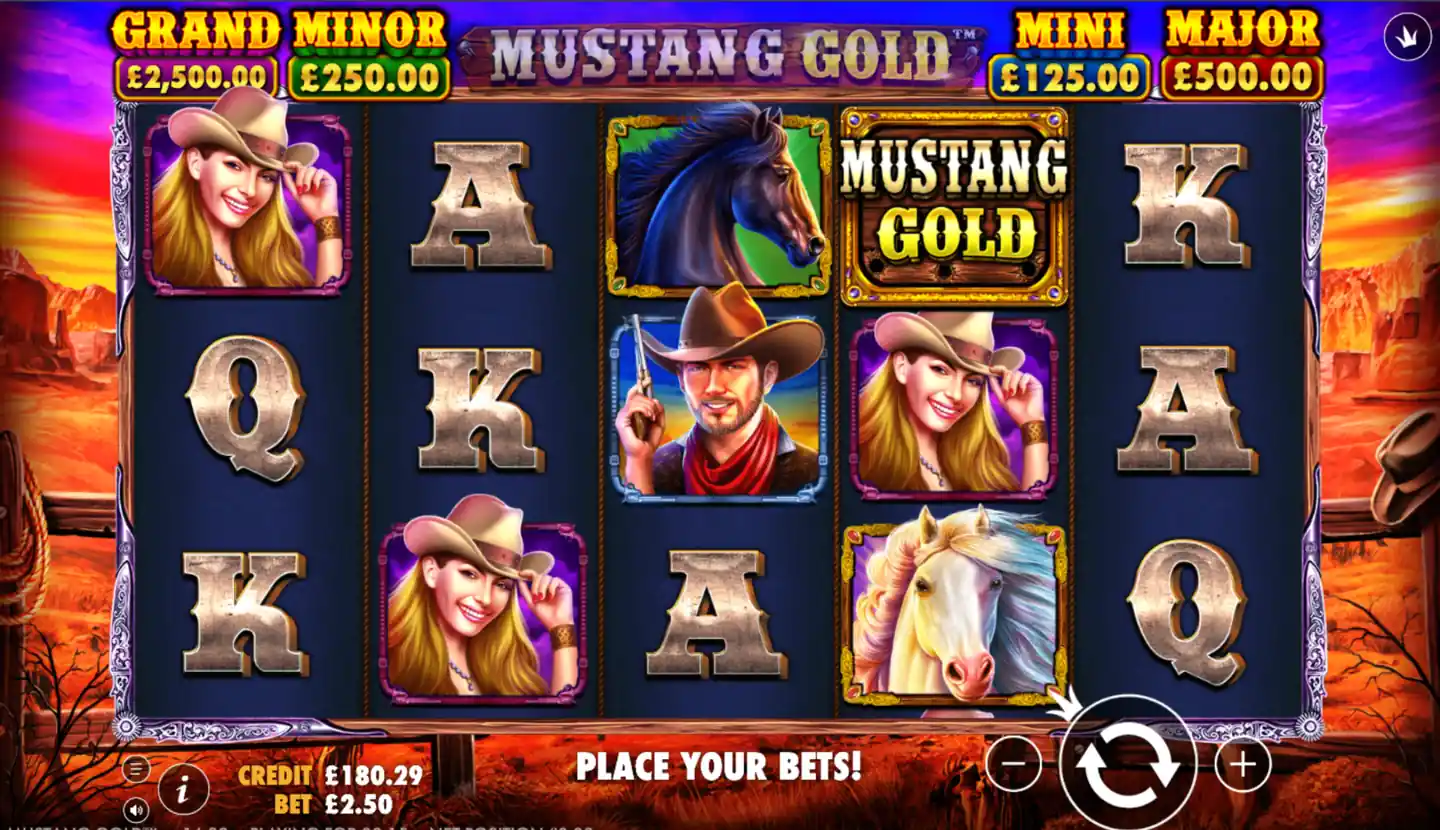 Mustang Gold slot main game screen