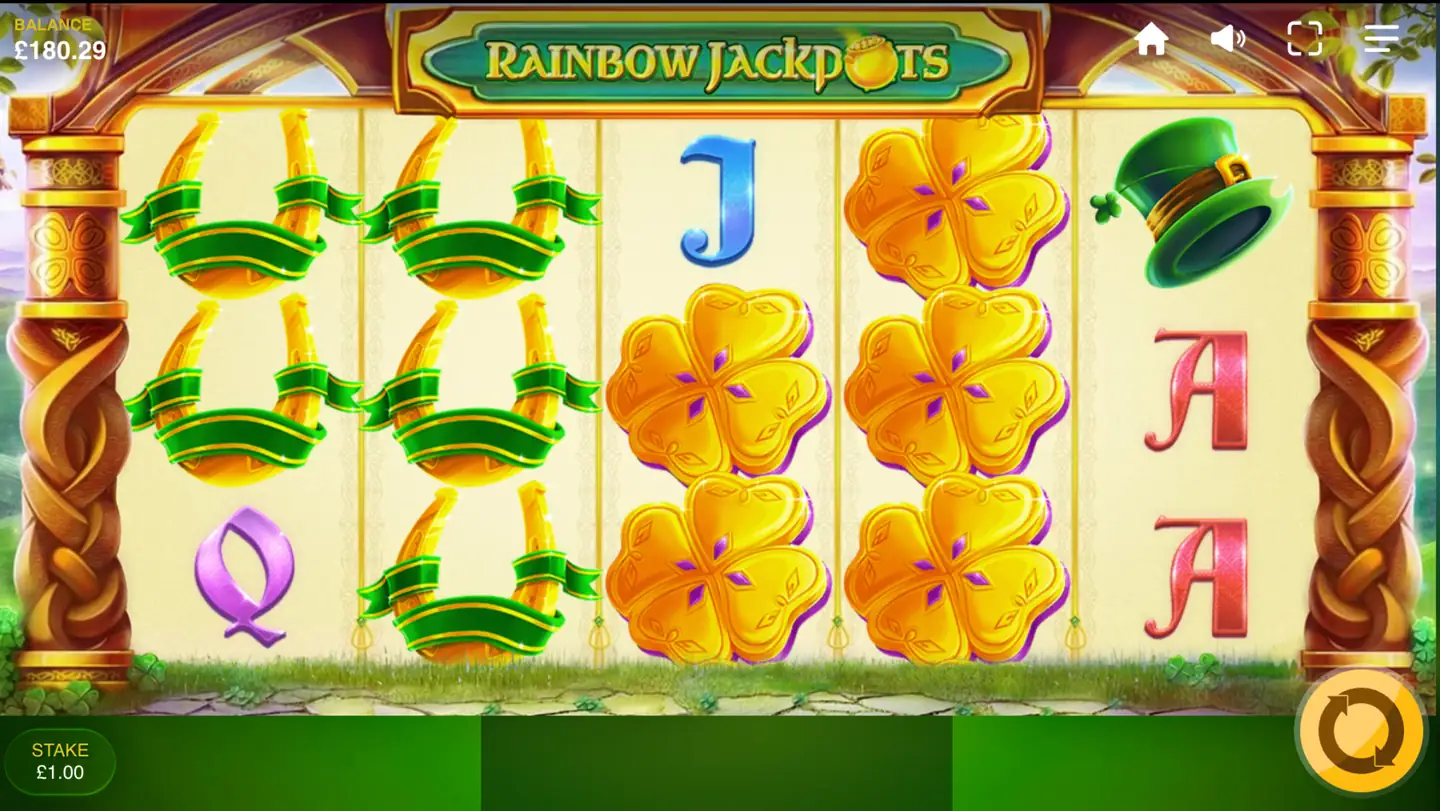Rainbow Jackpots slot main game screen