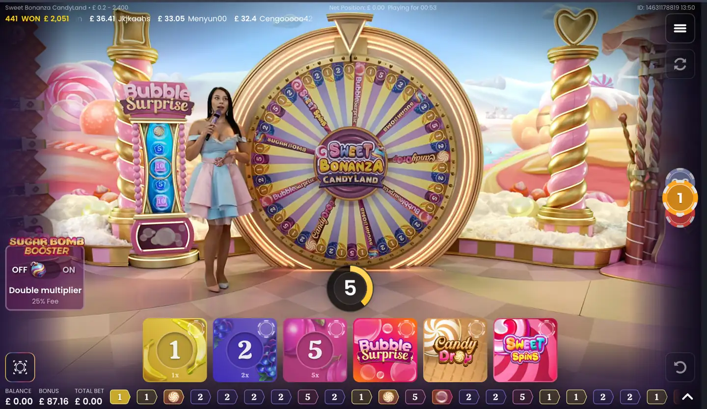 Sweet Bonanza Candyland Live Bonus Wheel Game