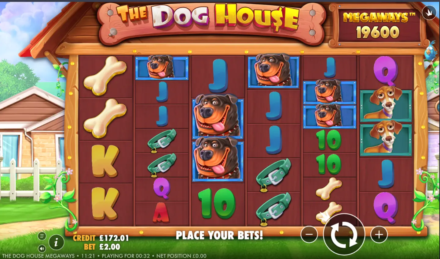 The Dog House Megaways slot main game screen
