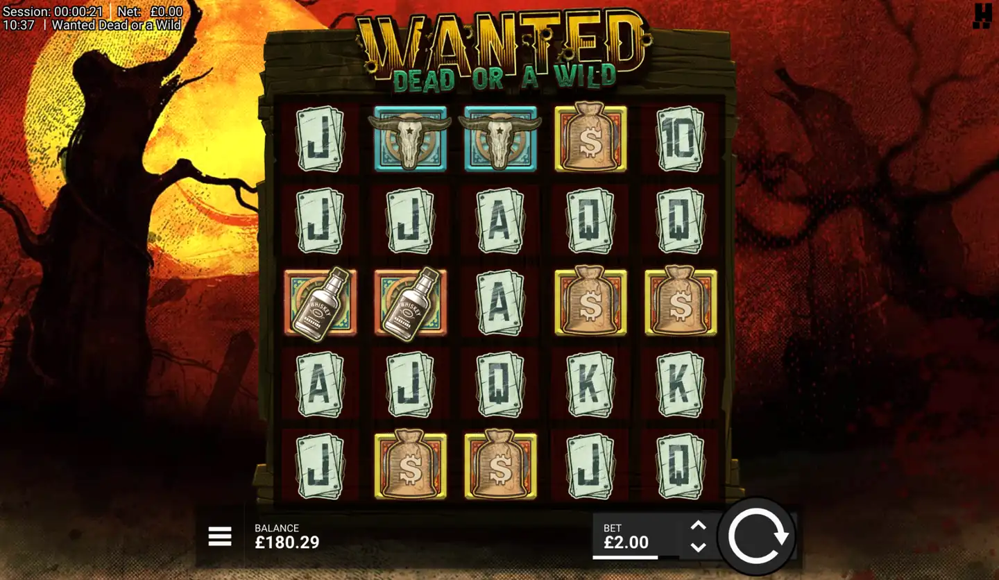 Wanted Dead or a Wild slot main game screen