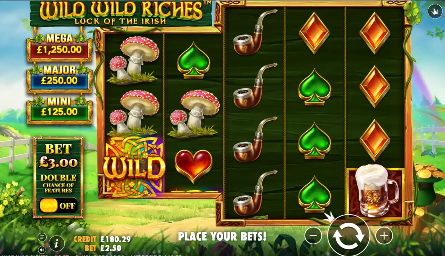 Wild Wild Riches slot main game screen