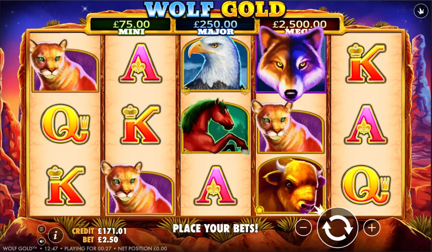 Wolf Gold slot main game screen