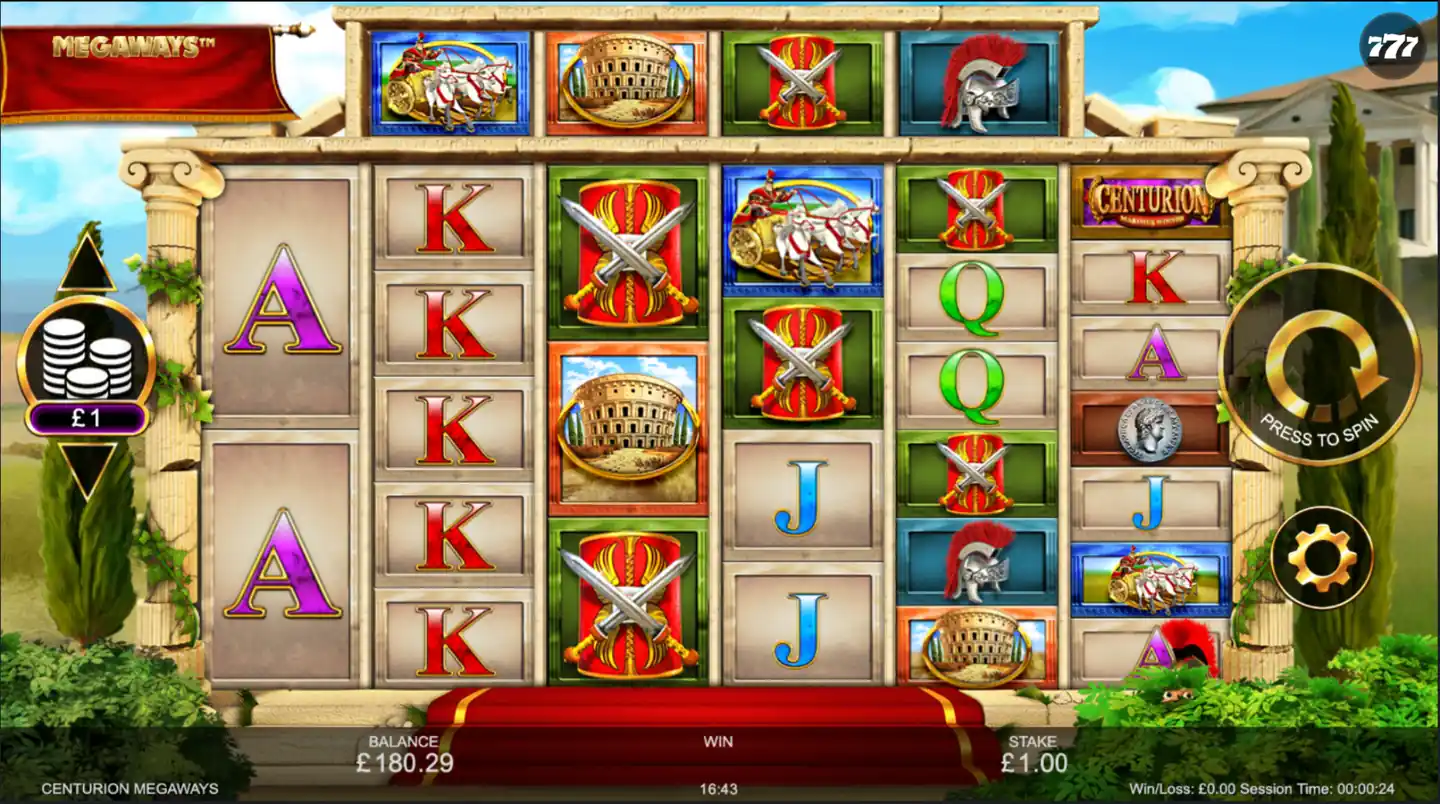 Centurion Megaways slot main game screen