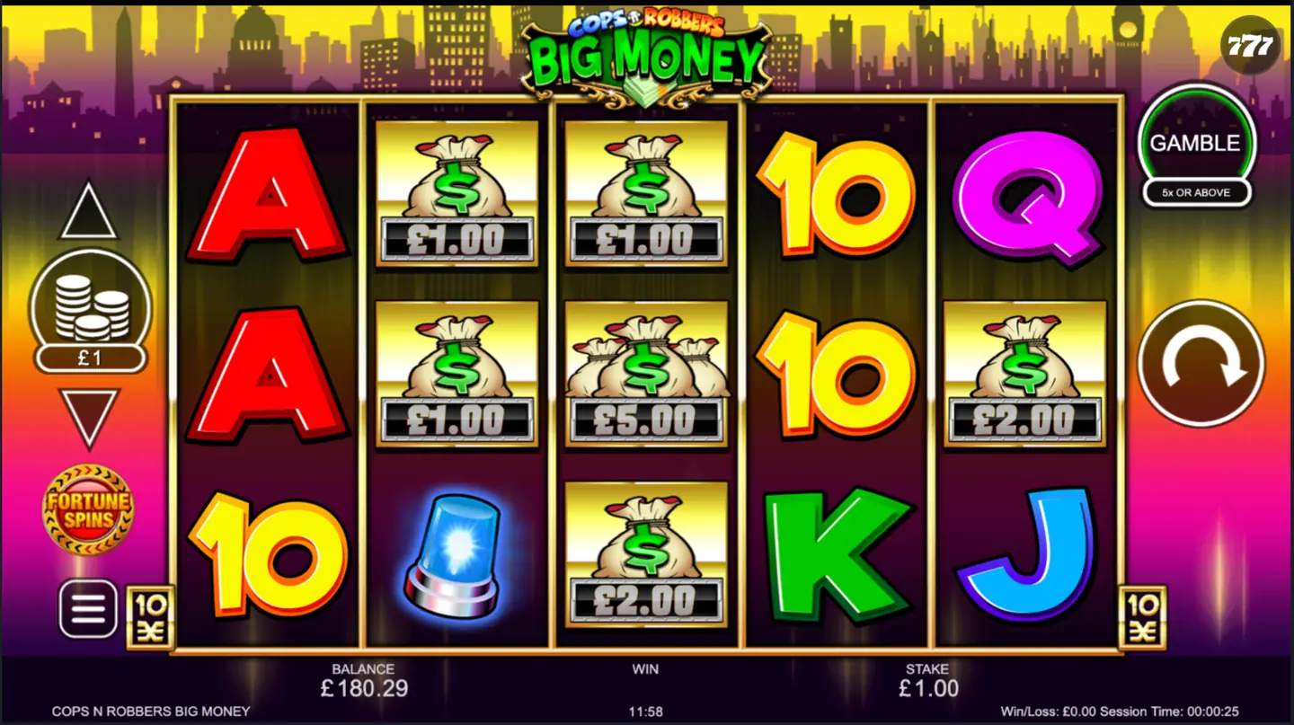 Cops n Robbers Big Money slot main game screen