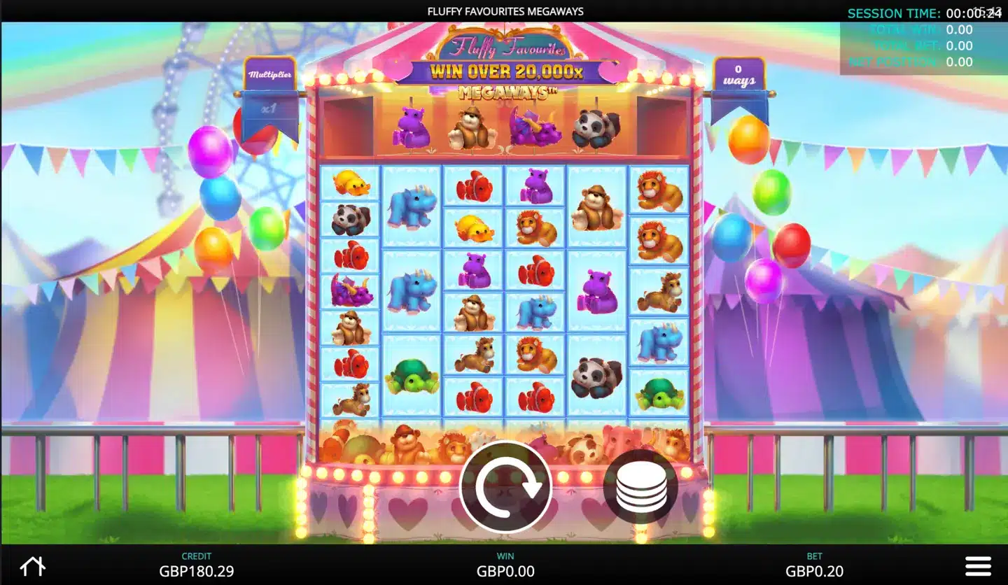 Fluffy Favourites Megaways slot main game screen