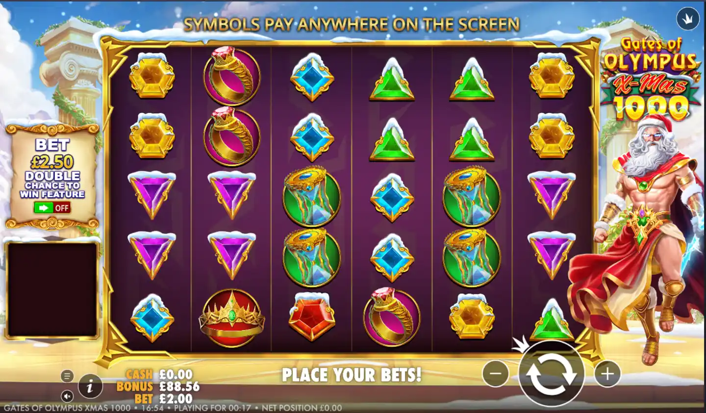 Gates of Olympus Xmas Slot main game screen