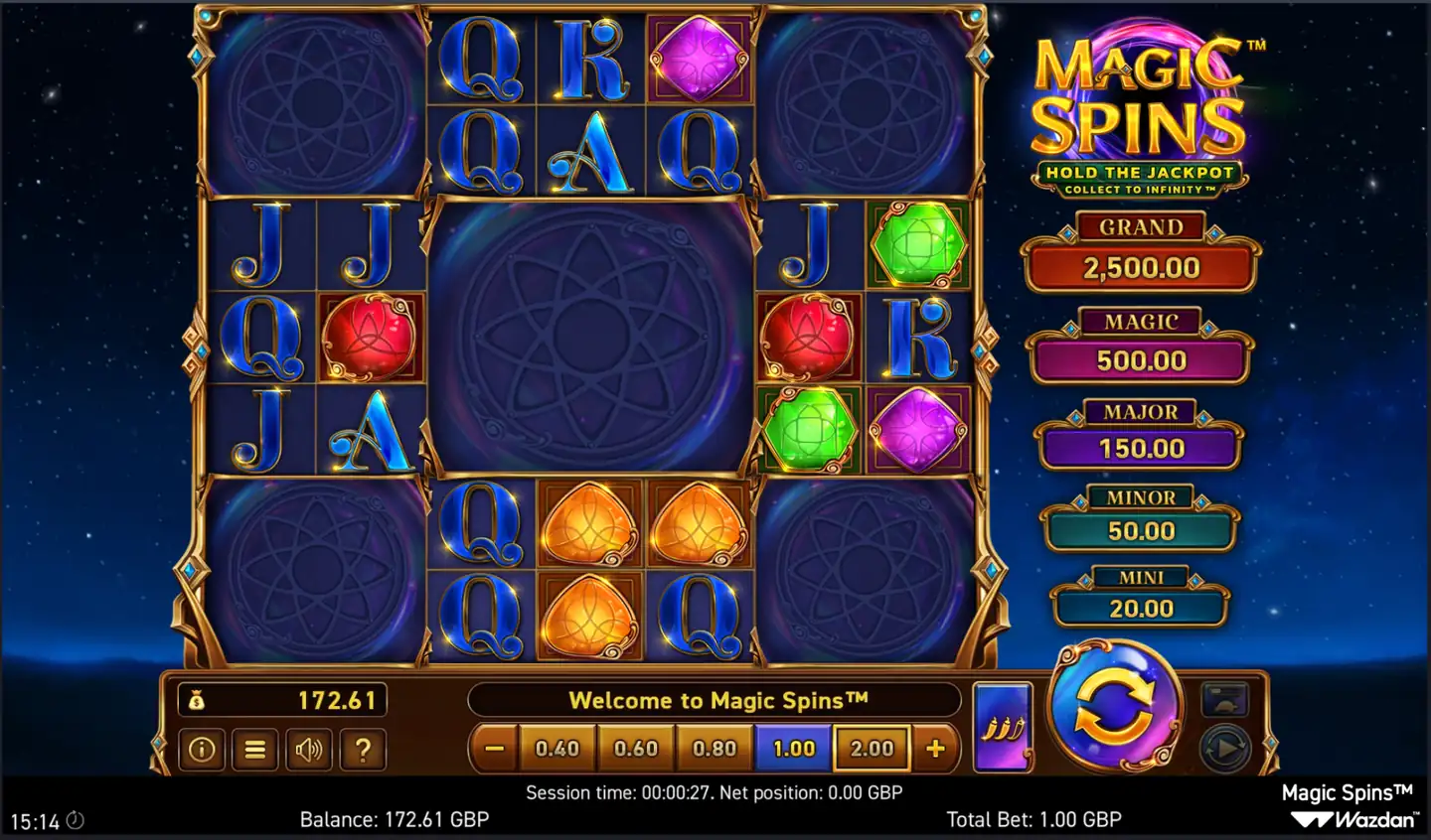 Magic Spins™ slot main game screen