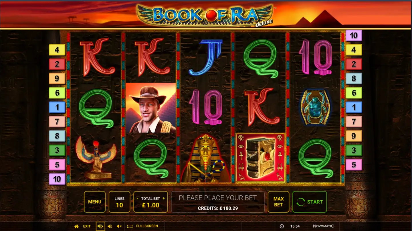 Book of Ra Deluxe slot main game screen