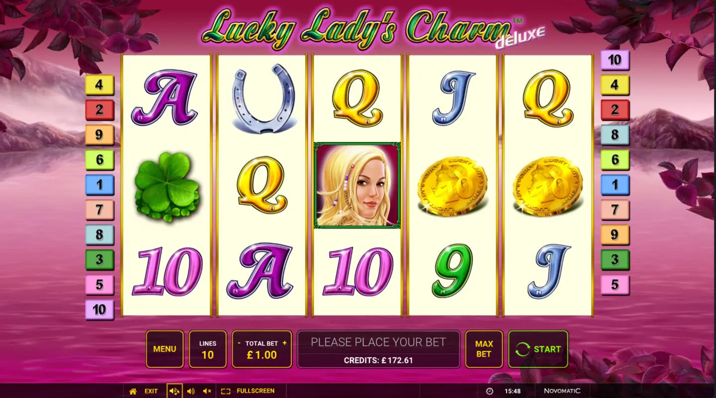 Lucky Lady's Charm Deluxe slot main game screen