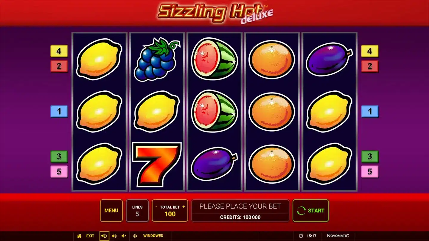 Sizzling Hot Deluxe slot main game screen
