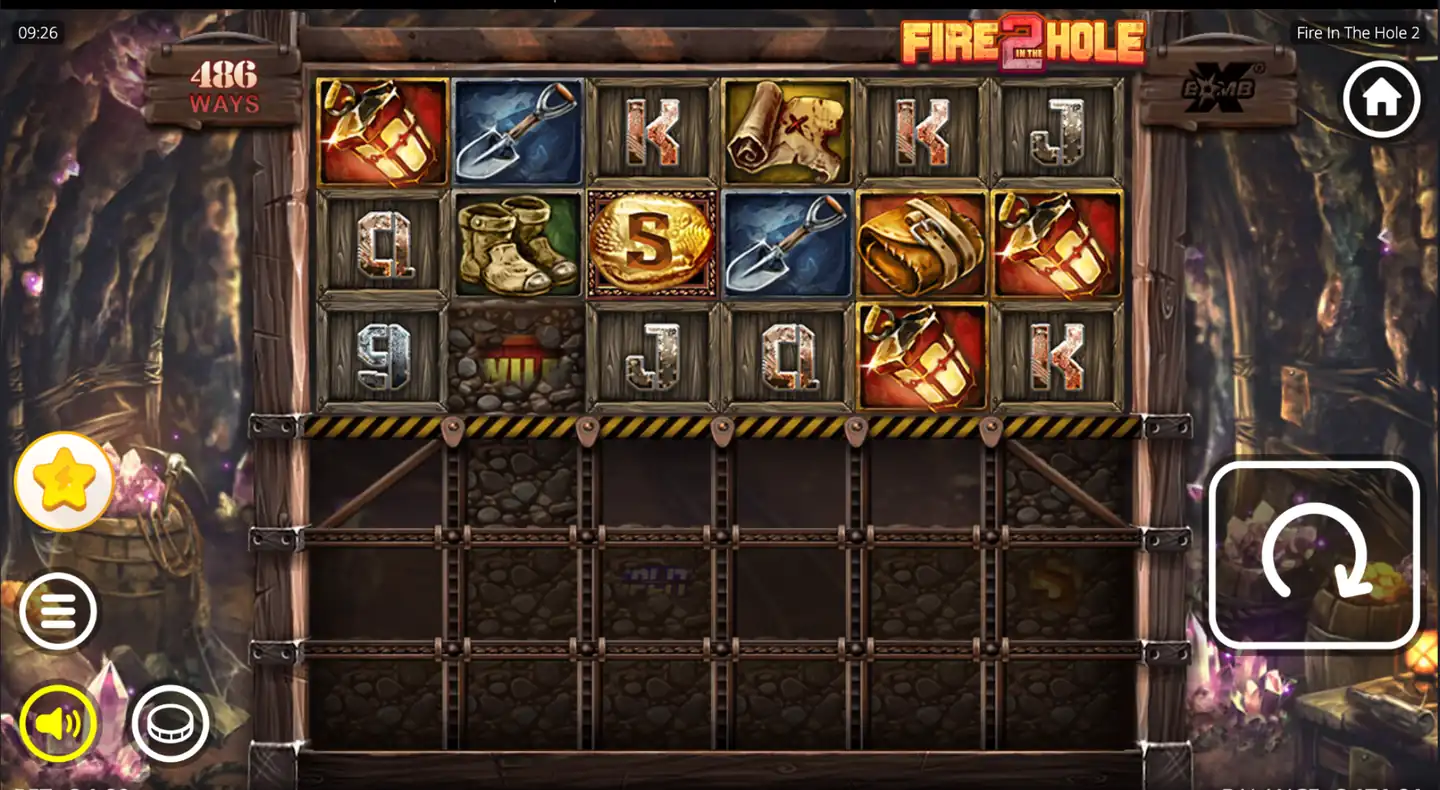 Fire In The Hole 2 slot main game screen