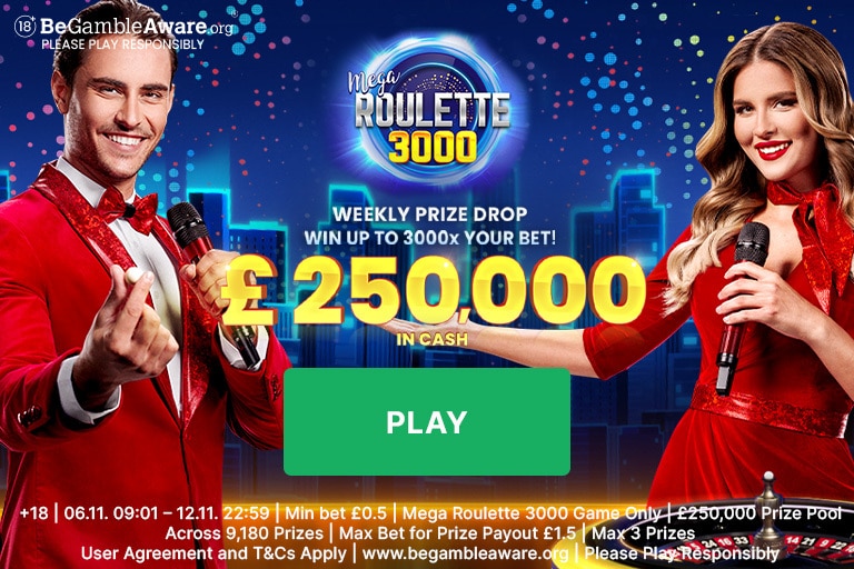 Mega Roulette 3000 - £250,000 prize pool promotion