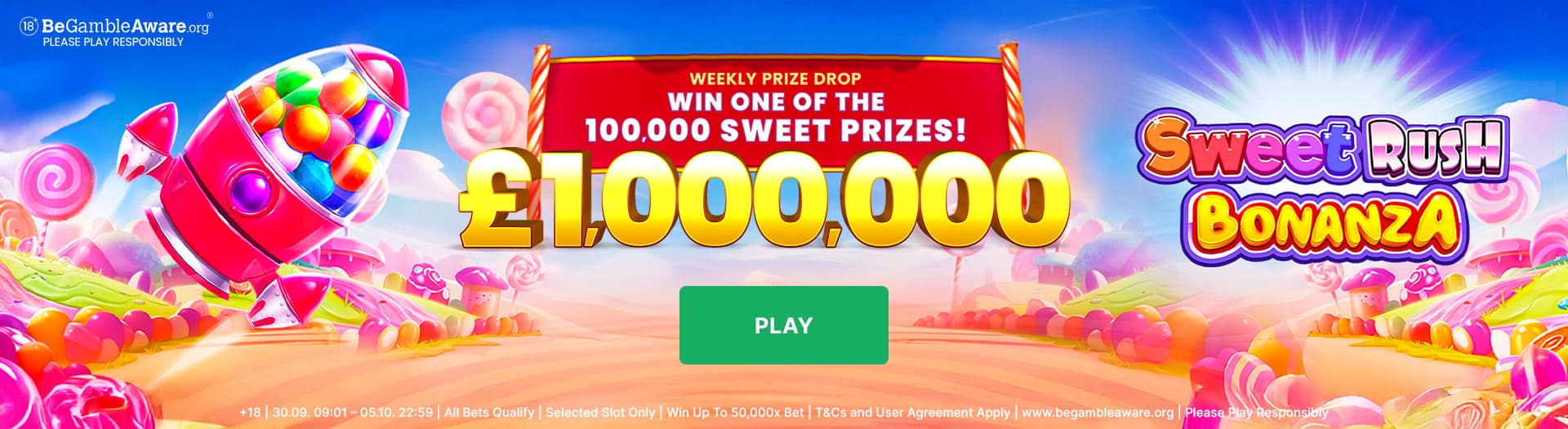 Sweet Rush Bonanza – £1,000,000 Weekly Prize Drop promotion