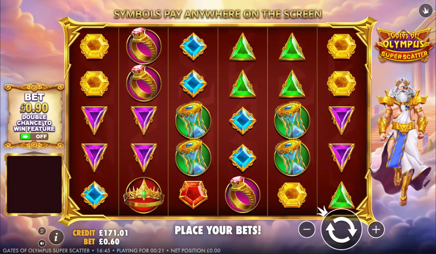 Gates of Olympus Super Scatter slot main game screen