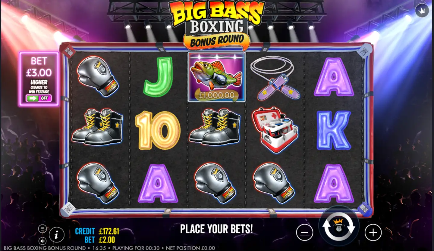 Big Bass Boxing Bonus Round slot main game screen