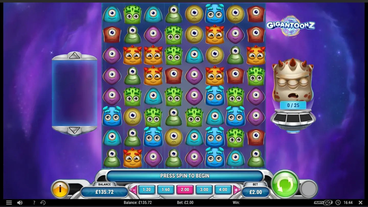 Gigantoonz slot main game screen