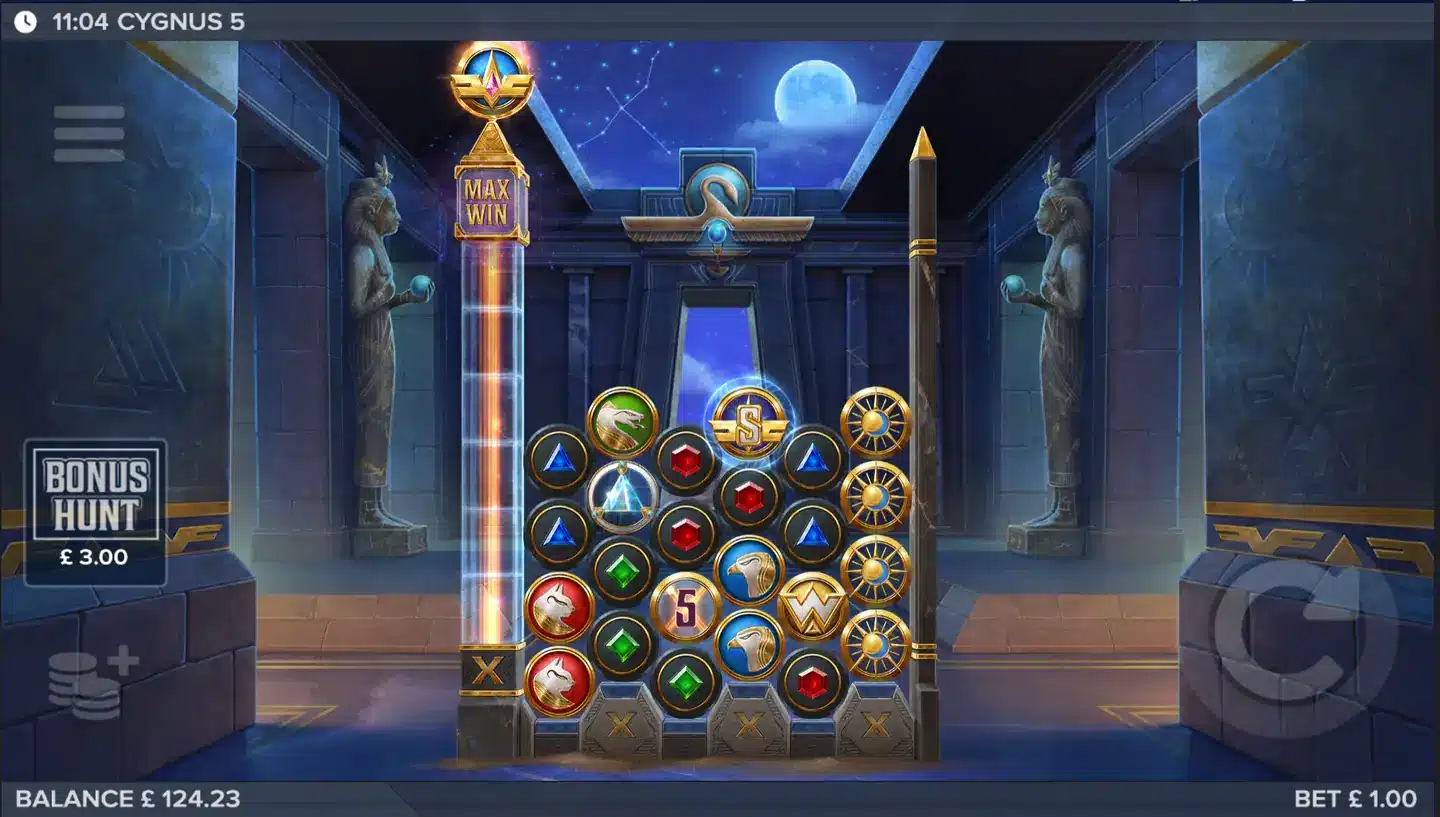 Cygnus 5 slot main game screen
