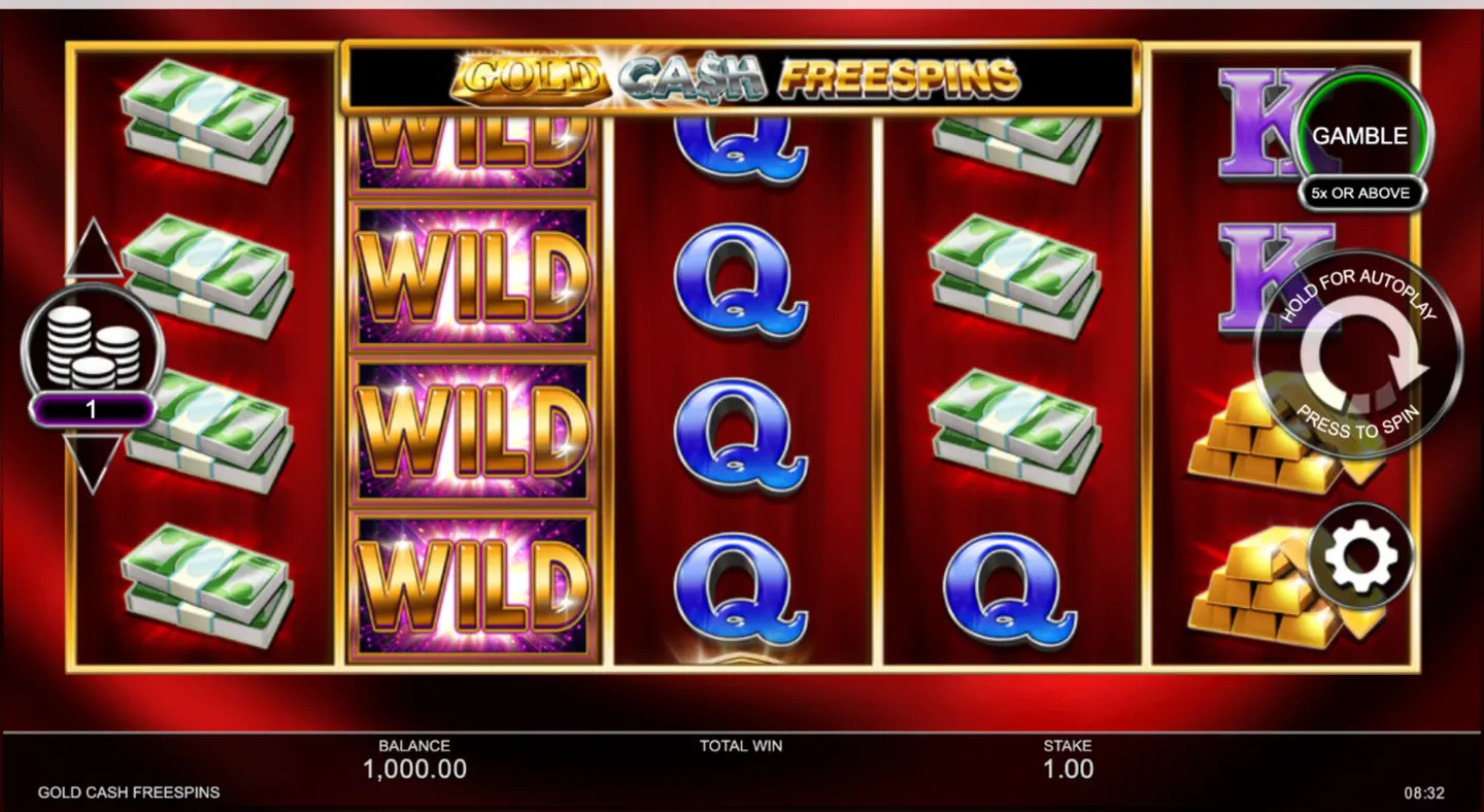 Gold Cash Free Spins slot main game screen