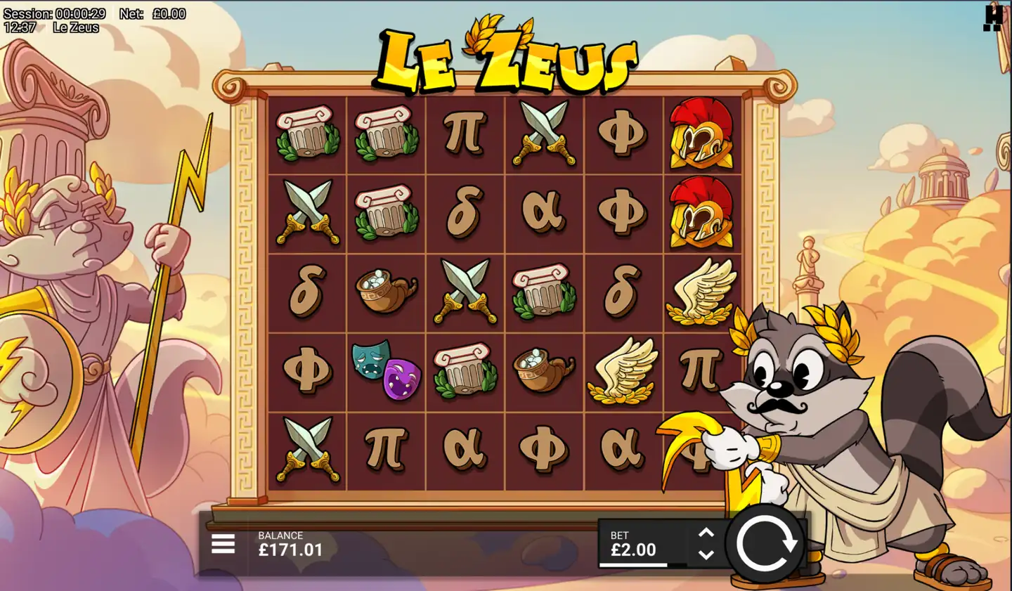 Le Zeus slot main game screen