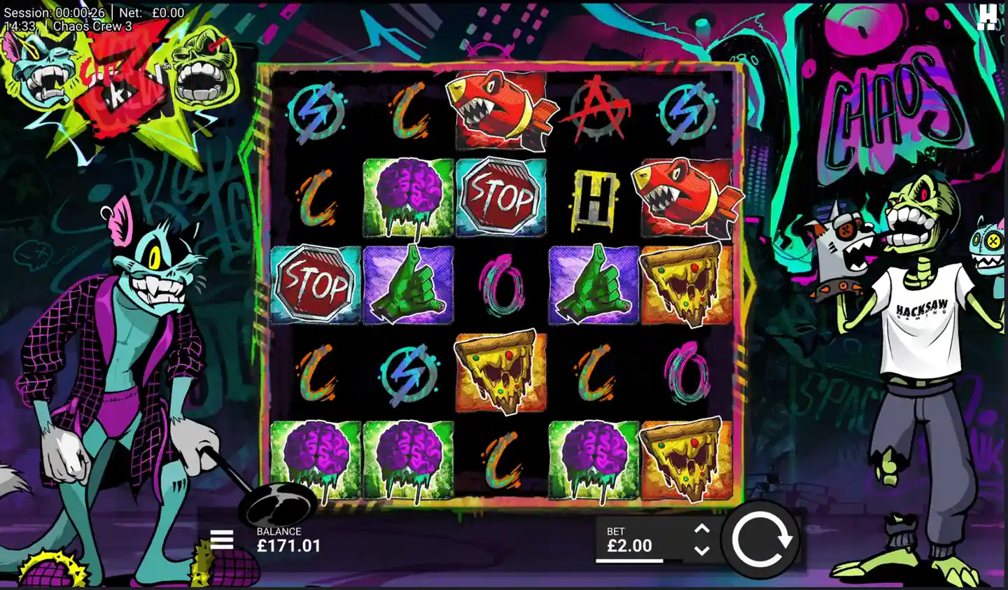 Chaos Crew 3 slot main game screen