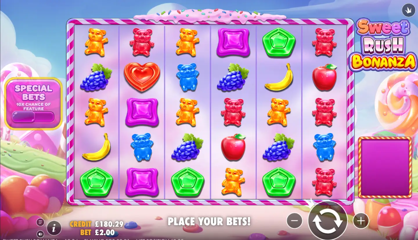 Sweet Rush Bonanza slot main game screen