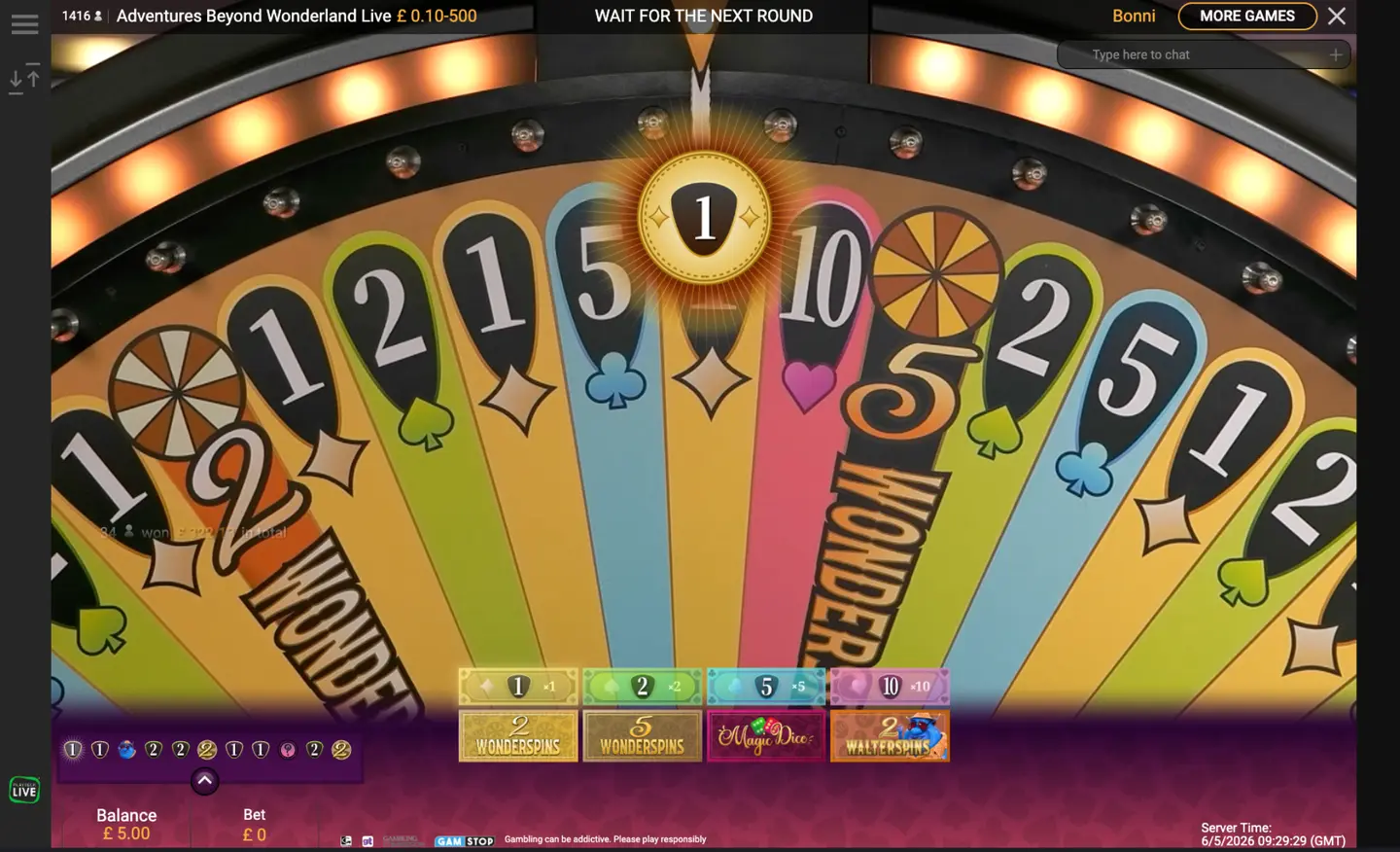 Adventures Beyond Wonderland Live wheel results