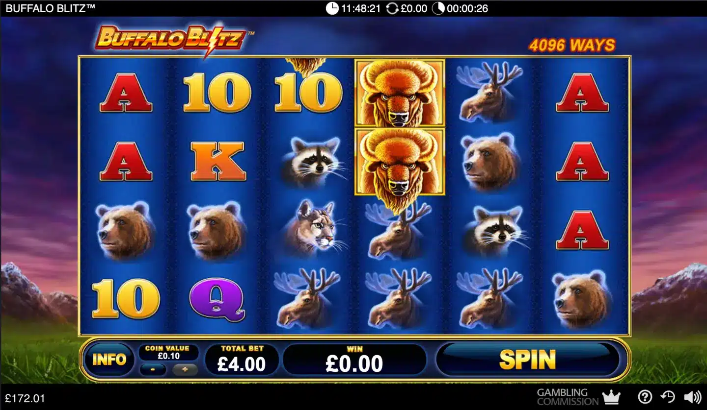 Buffalo Blitz slot main game screen