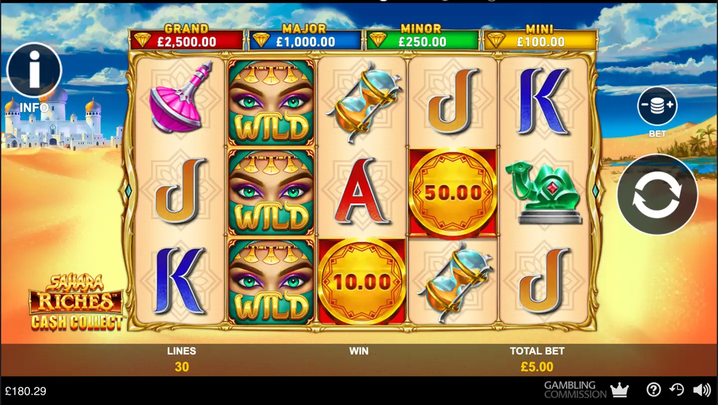 Sahara Riches: Cash Collect slot main game screen